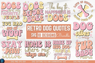 Retro Dog Quotes SVG Bundle