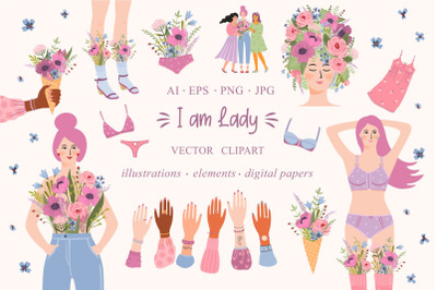 I am Lady. Vector clipart