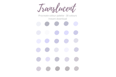 Translucent Colour Palette for Procreate X 30 shades