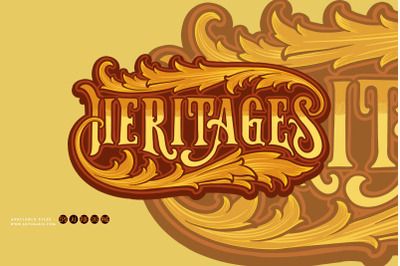 Vintage elegant swirl heritage hand lettering illustrations