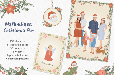 My Family on Christmas Eve Illustration Set