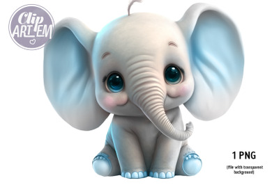 Very Sweet Blush Blue Baby Boy Elephant PNG Clip Art  Sublimation