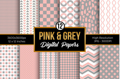 Pink and Grey Digital Papers
