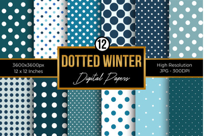 Winter Polka Dots Pattern Digital Papers