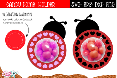Ladybug Candy Dome SVG | Valentines day Treats Box SVG