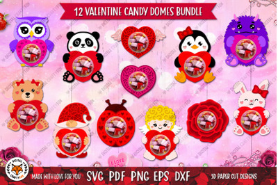 Valentine Candy Dome Bundle SVG | Valentine Candy Holder SVG