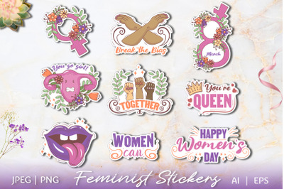 Feminist lettering stickers | Girl power clip art