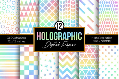 Holographic Geometric Pattern Digital Papers