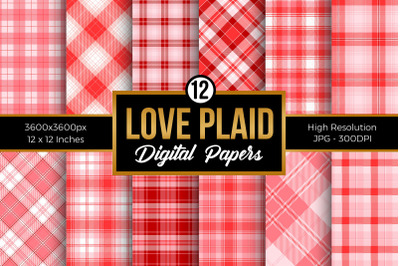 Pink Love Plaid Pattern Digital Papers