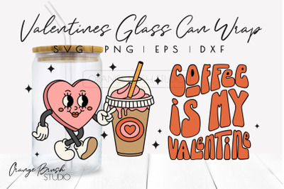 Coffee Is My Valentine Libbey Glass Can Wrap 16 oz