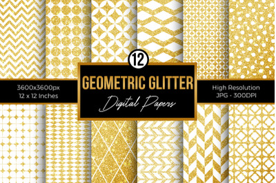 White and Gold Glitter Digital Papers