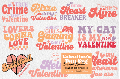 Retro Valentine&#039;s Day SVG PNG EPS Bundle
