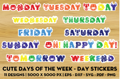 Cute days of the week - Day stickers