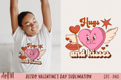 Hugs And Kisses PNG | Retro Valentine&#039;s Day Sublimation
