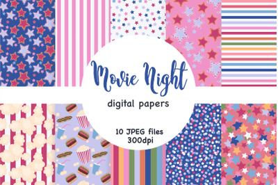 Movie Night Digital Paper | Stars Seamless Pattern