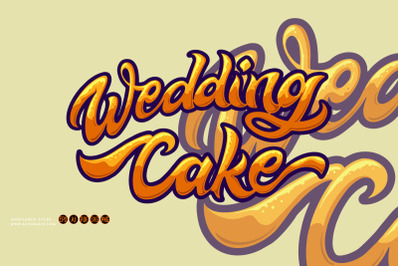 Wedding cake classic hand lettering text illustrations