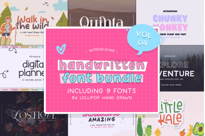 The Handwritten Font Bundle - Vol 04 (Font Bundles, Craft Fonts)