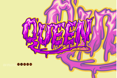 Queen horror melting hand lettering text illustrations