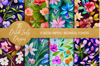 Botanical Flowers Scrapbook Papers