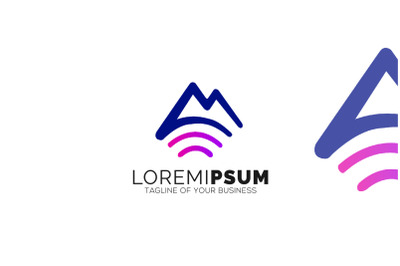 Letter M Music Mountain Logo Design Vector