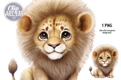 Cute Baby Lion Watercolor PNG Clip Art King Jungle  Image Sublimation