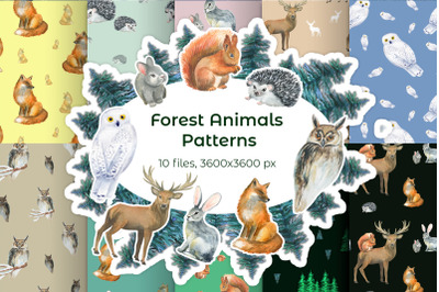 Forest Animals Watercolor Patterns