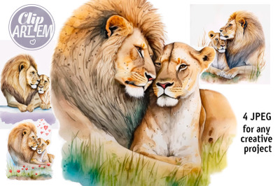 Couple of Loving Lions (The Lion and The Lioness) Wall Art 4 JPEG Gift
