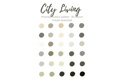 City Living Procreate Colour Palette - 30 Shades