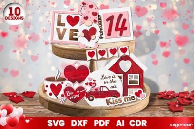 Valentines Day Tiered Tray SVG | Papercut | Laser Cut