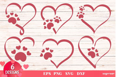 Paw Hearts Svg Bundle | Valentines Day | Silhouettes Cut Files