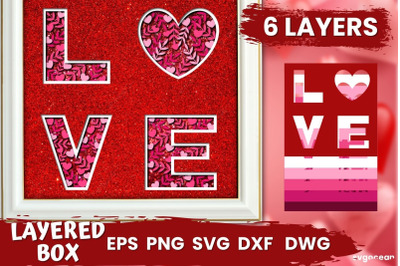 Valentines Shadowbox | 3D Layered SVG | Lightbox