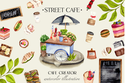 Street cafe watercolor