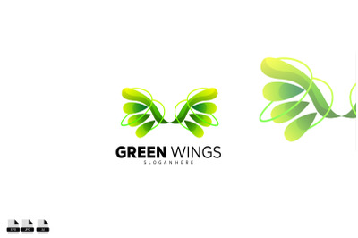 green wings art logo design gradient color
