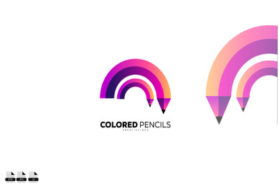 letter c with pencil logo gradient colorful design