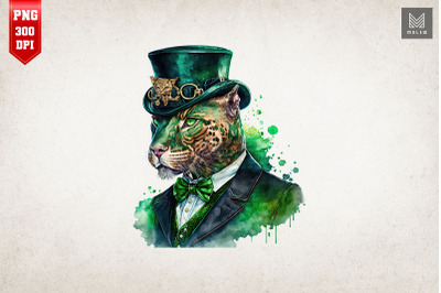 Badass Gangster Leopard St Patrick&#039;s Day