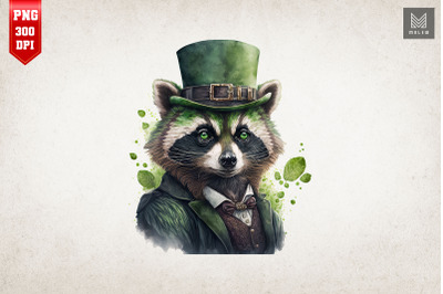 Badass Gangster Racoon St Patrick&#039;s Day