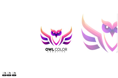 colorful owl logo icon design template