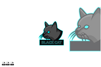 black cat logo esports design template