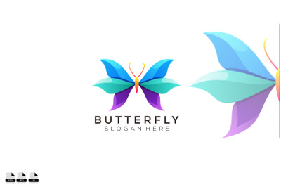 gradient butterfly logo design colorful icon