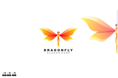 dragonfly logo colorful design template