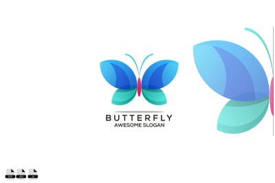 butterfly logo gradient template illustration color