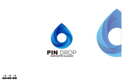 water drop with pin location design logo gradient color