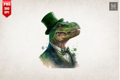 Gangster Dinosaur T-rex St Patrick&#039;s Day