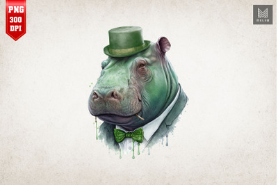 Gangster Hippopotamus St Patrick&#039;s Day