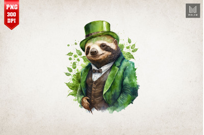 Badass Gangster Sloth St Patrick&#039;s Day