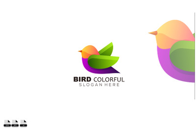 colorful bird design animal logo template