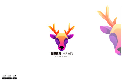 deer head design color logo vector illustration