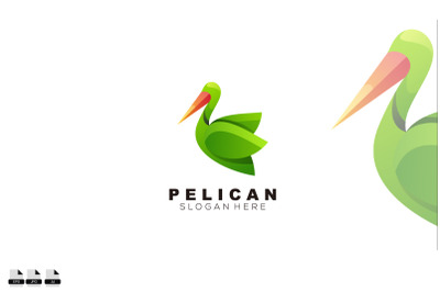 green pelican logo colorful illustration design