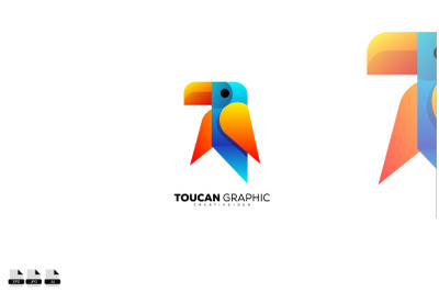 toucan colorful logo graphic design template