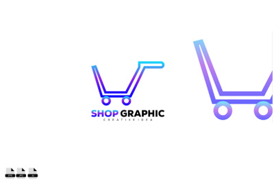 shop line art design logo graphic gradient color